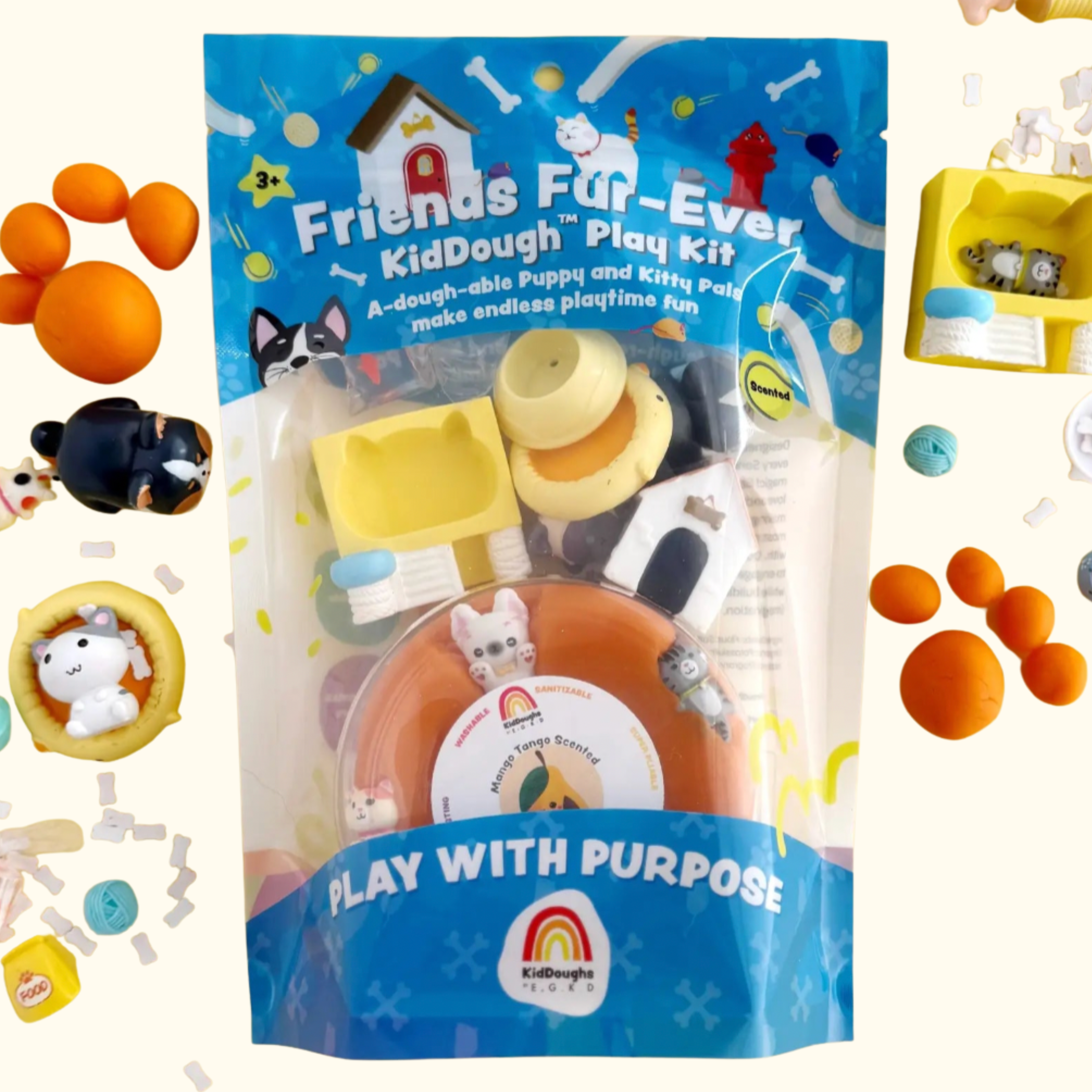 Friends Fur-ever Sensory Playdough Kit - Earth Grown KidDoughs