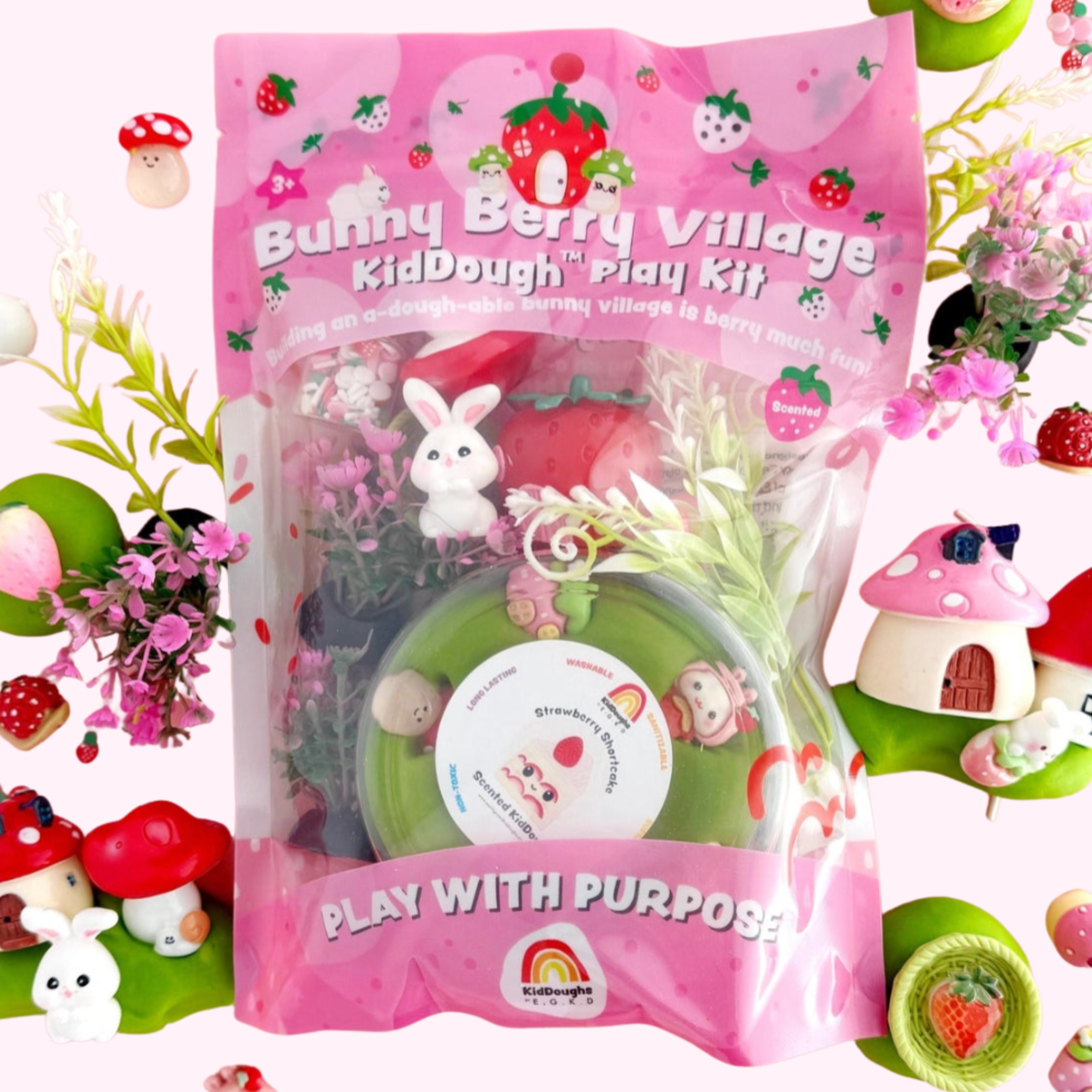Bunny Berry Village Sensory Playdough Kit - Earth Grown KidDoughs