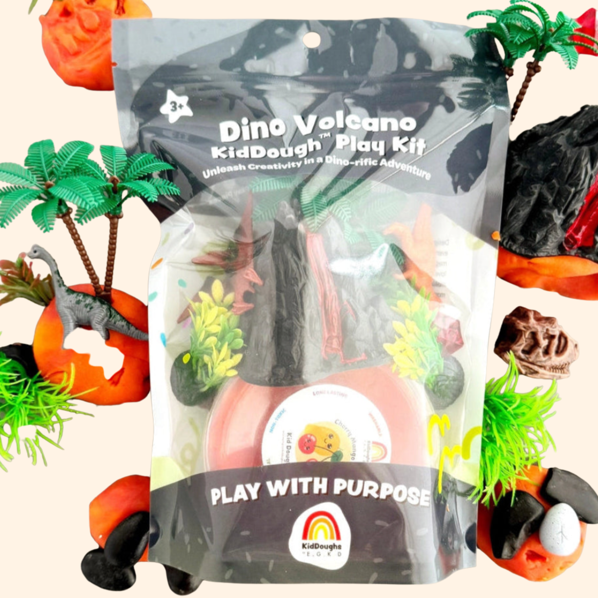 Dino Volcano Sensory Playdough Kit - Earth Grown KidDoughs