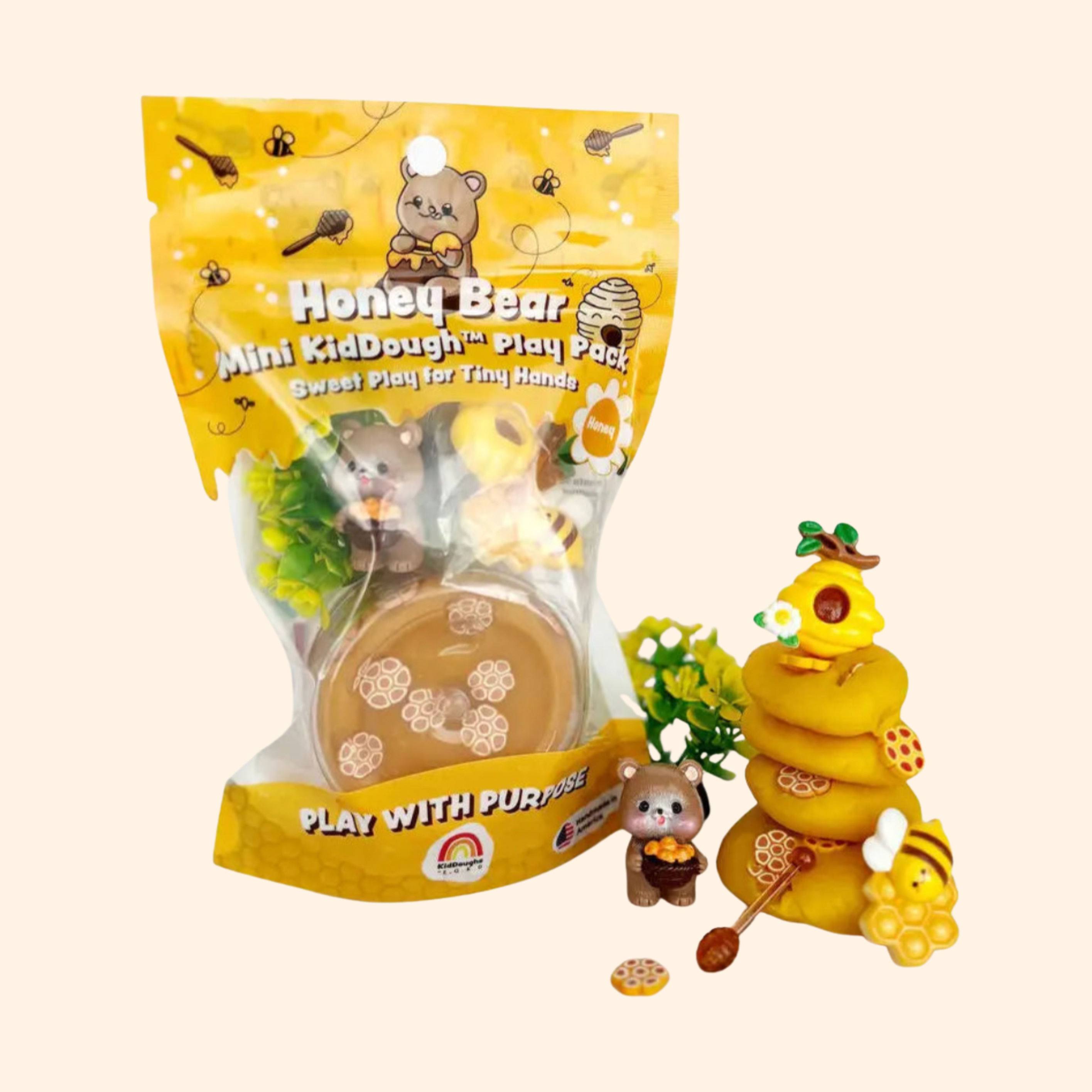 Honey Bear Mini Travel Playdough Kit - Earth Grown KidDoughs