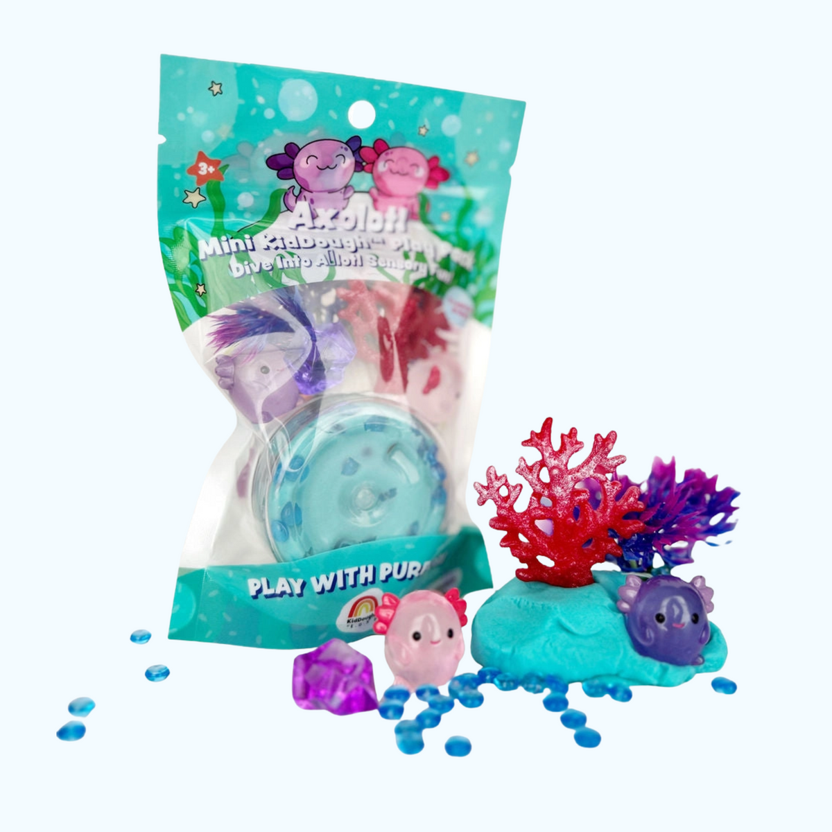 Axolotl Mini Travel Playdough Kit - Earth Grown KidDoughs