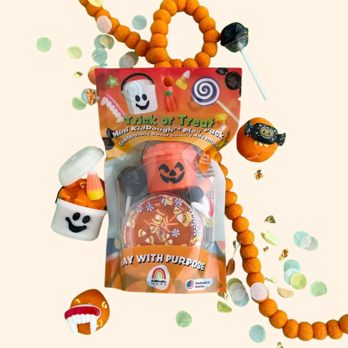 Trick or Treat Mini Travel Playdough Kit - Earth Grown KidDoughs