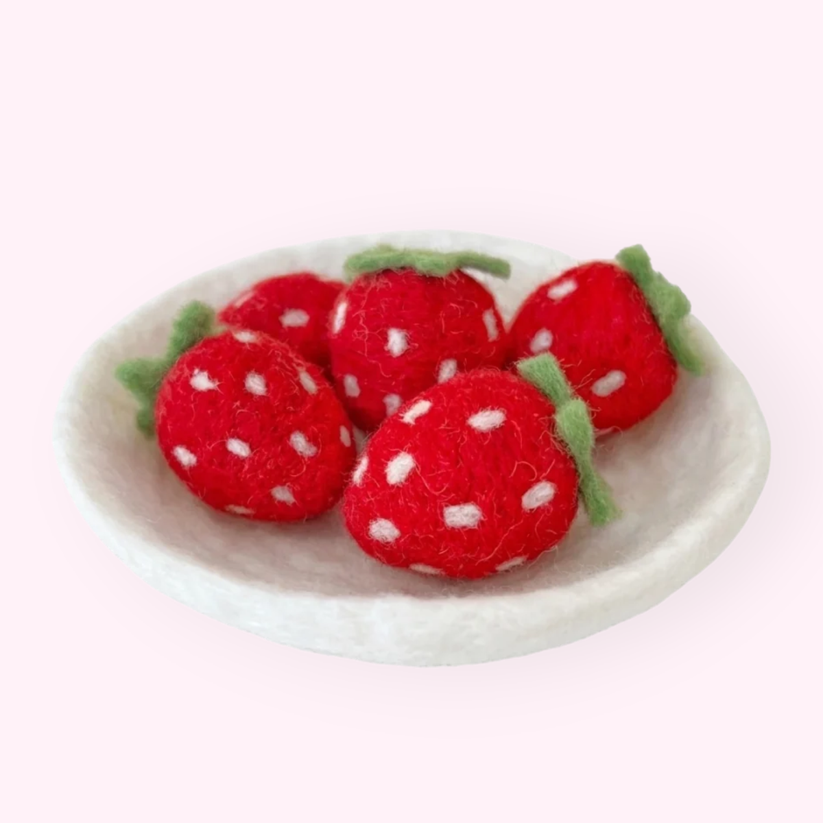 Strawberries & Plate Felt Food Set - Playtisserie