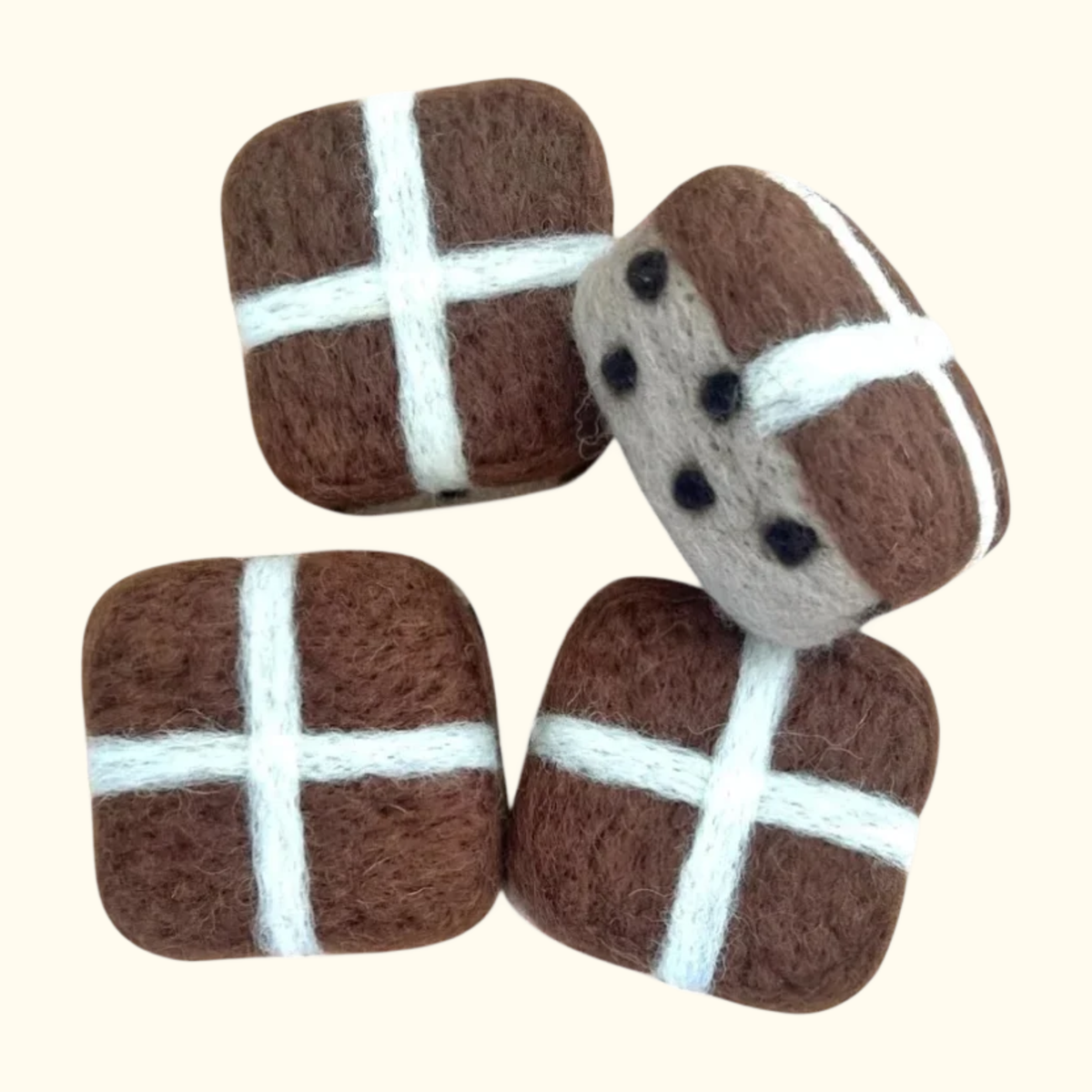 Felt Hot Cross Bun (Set of 4) - Playtisserie