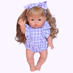 Lilac Gingham Dolls Romper & Bow Set - SALLI Collective