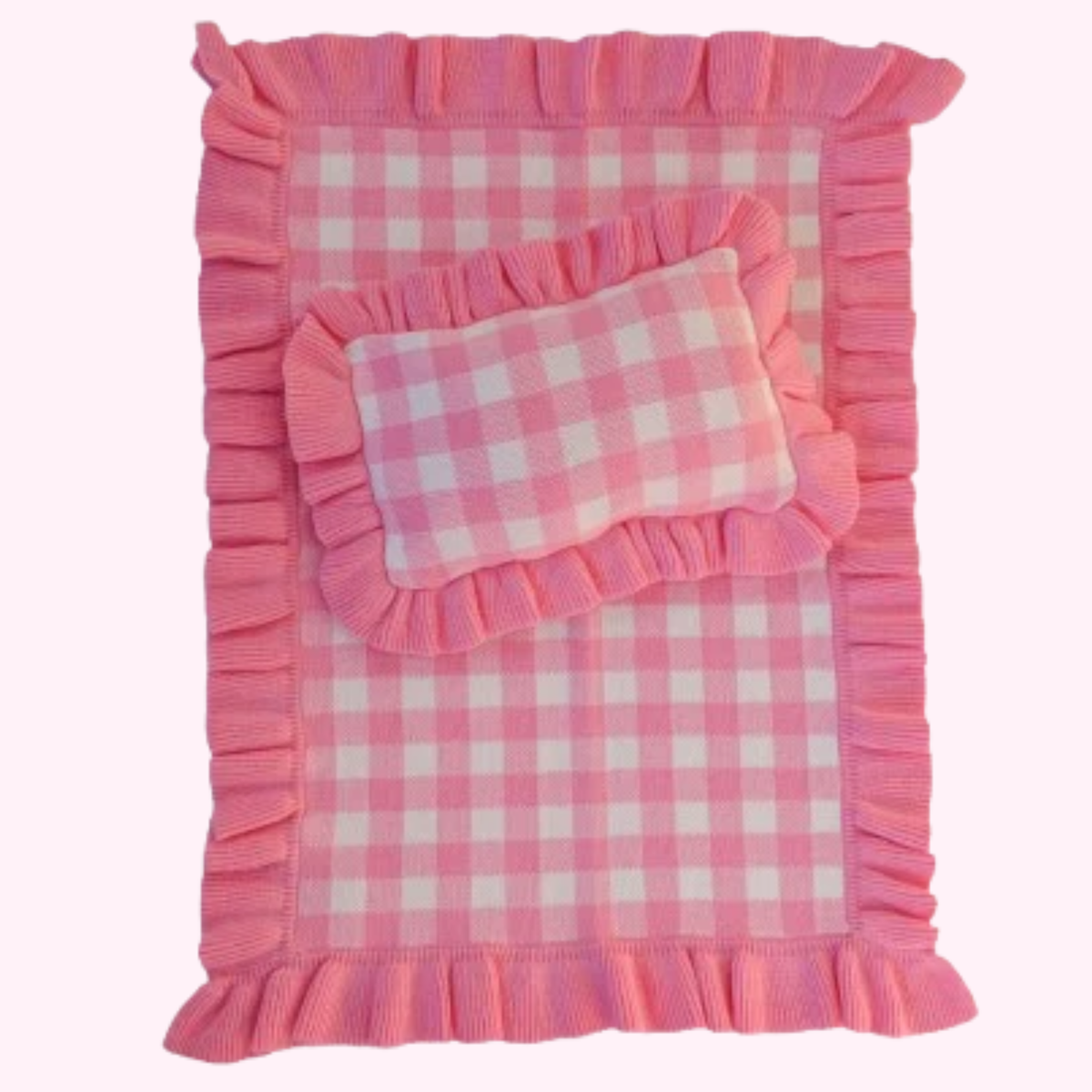Pink Gingham Doll Bedding Set - SALLI Collective