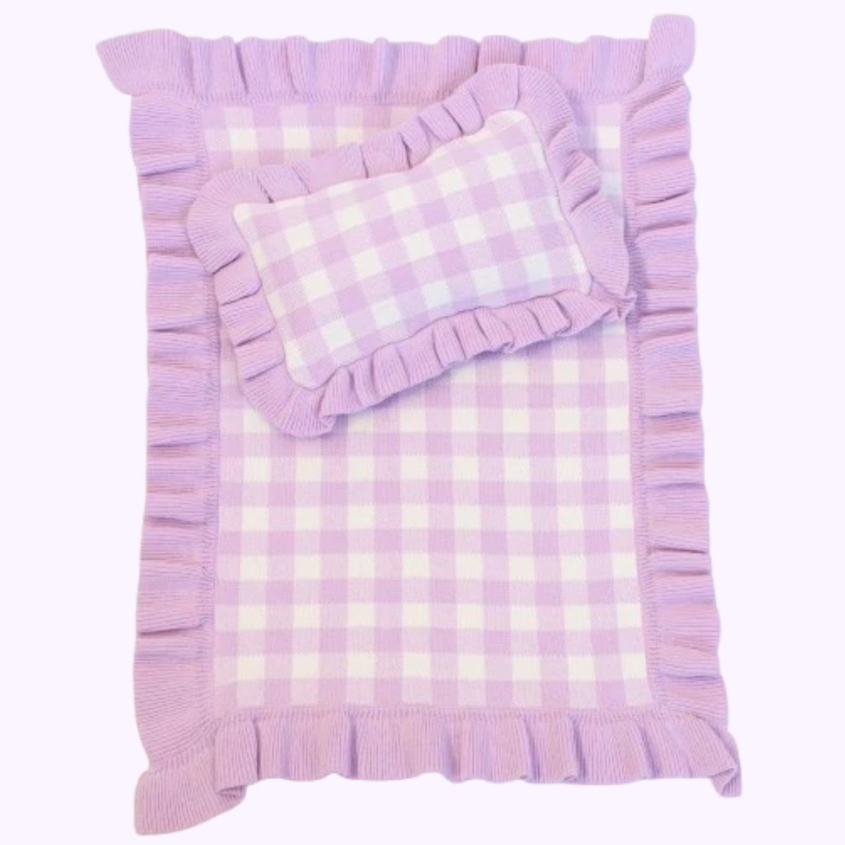 Lilac Gingham Doll Bedding Set - SALLI Collective