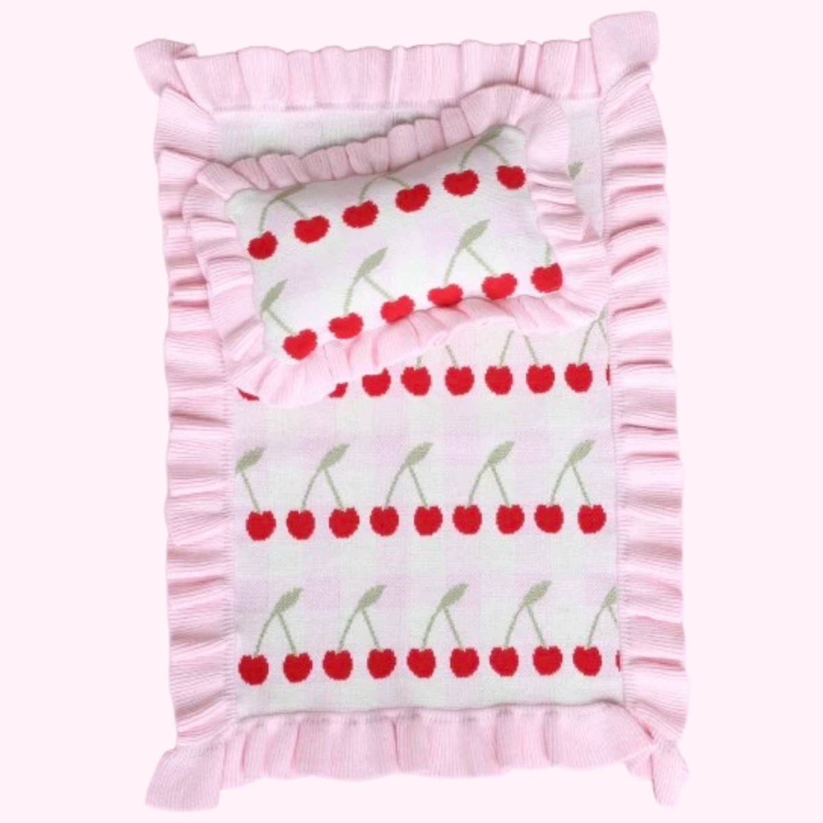 Cherry Gingham Doll Bedding Set - SALLI Collective