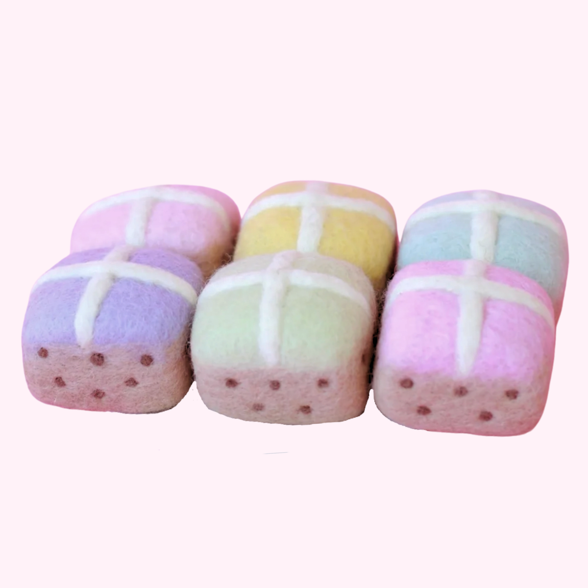 Mini Pastel Felt Hot Cross Buns (Set of 6) - Juni Moon