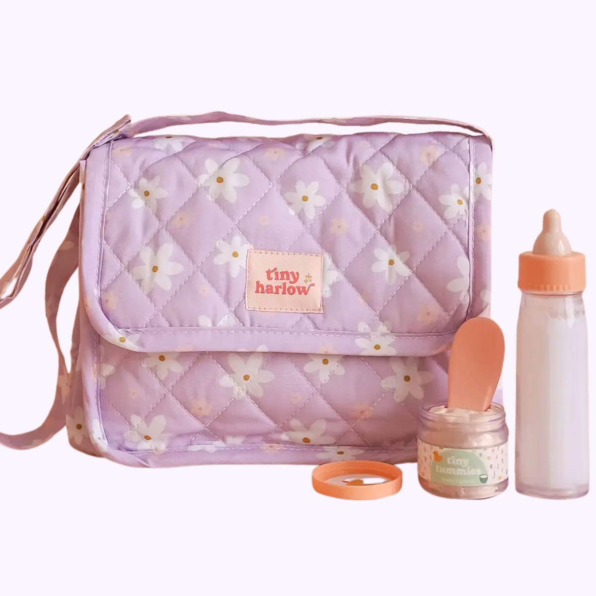 Lilac Daisy Tiny Nurturer Doll Nappy Bag Set - Tiny Harlow