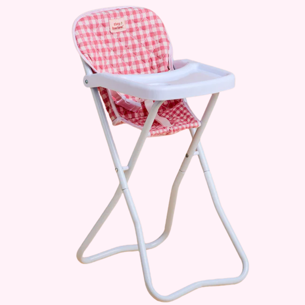 Pink Gingham Baby Doll Highchair - Tiny Harlow