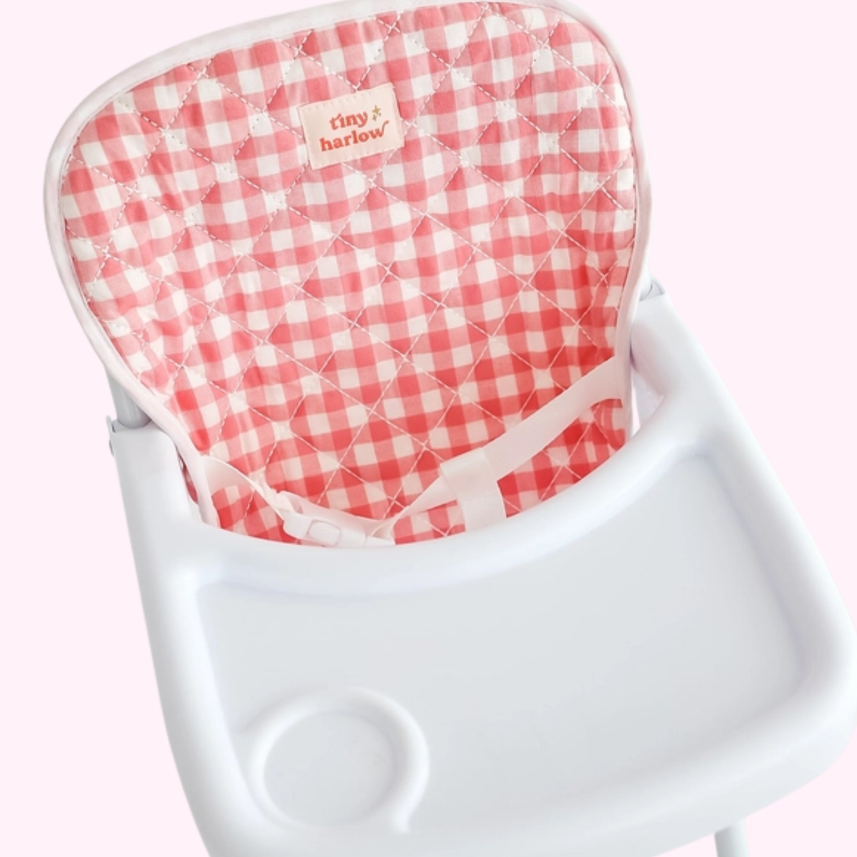 Pink Gingham Baby Doll Highchair - Tiny Harlow