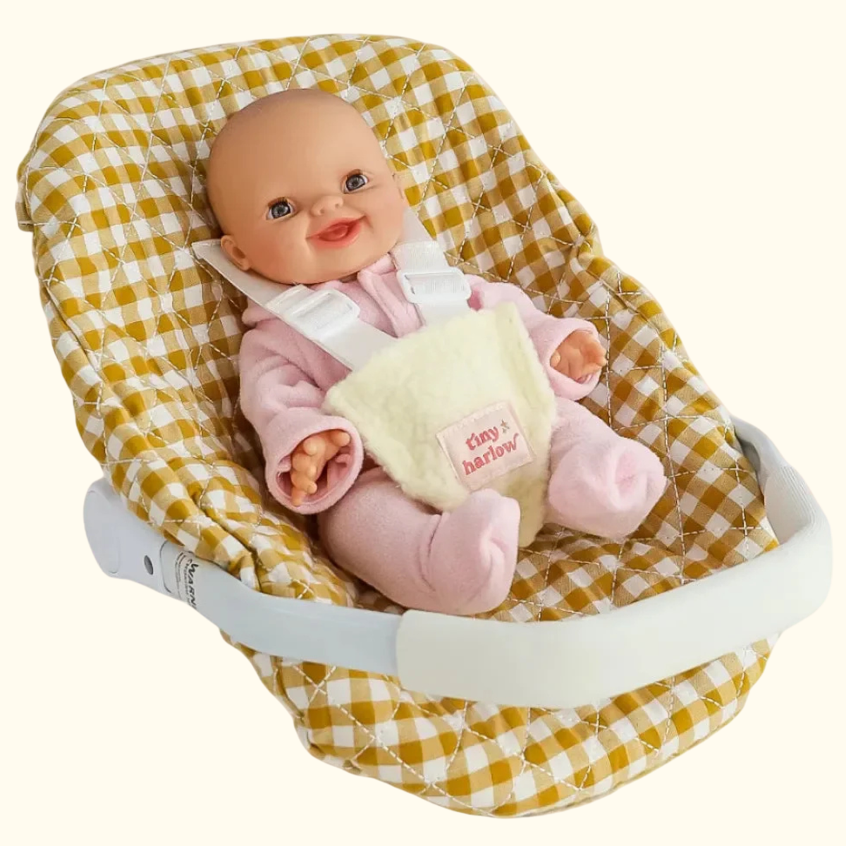 Mustard Gingham Baby Dolls Car Seat Capsule - Tiny Harlow