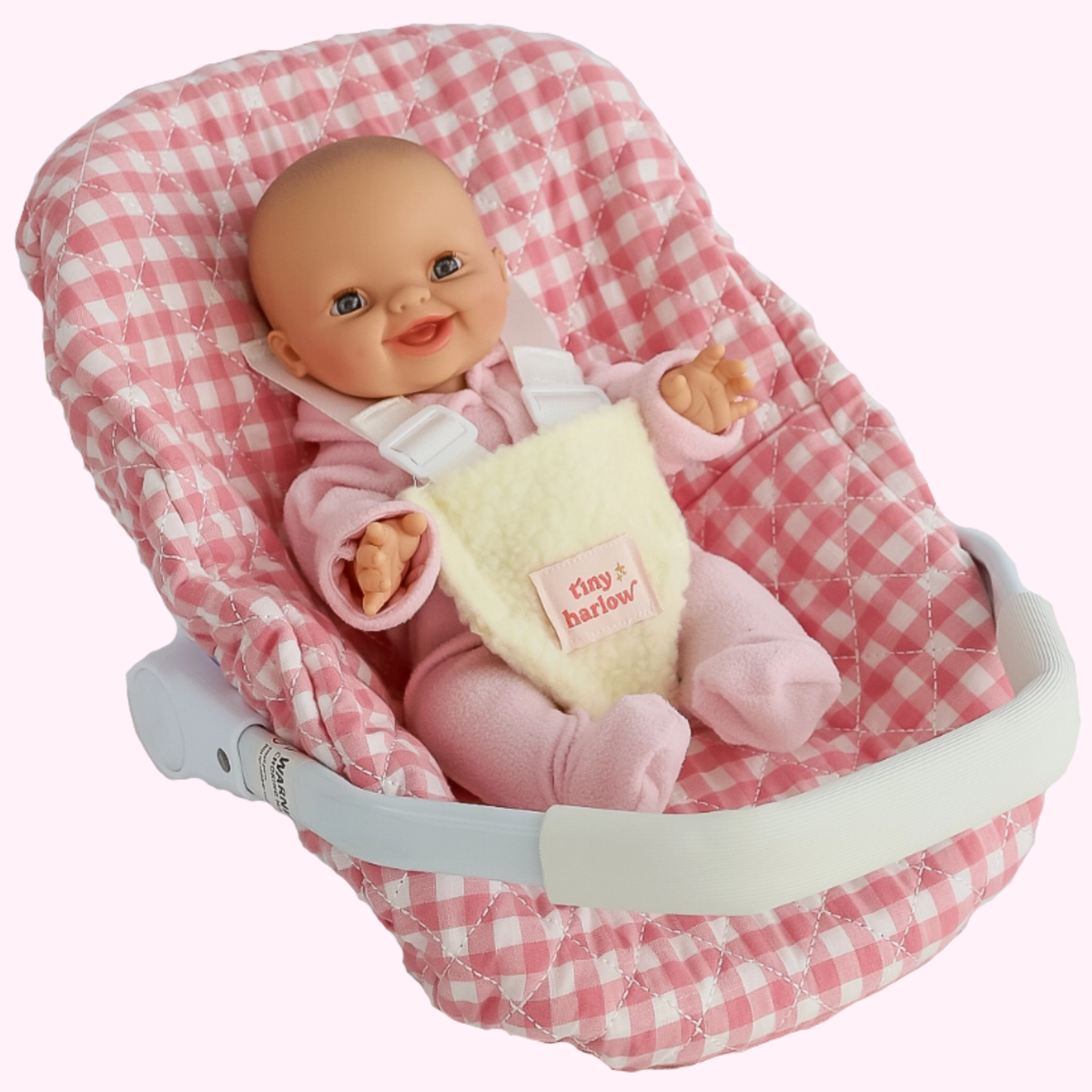 Pink Gingham Baby Dolls Car Seat Capsule - Tiny Harlow