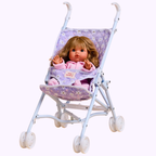 Lilac Gingham Cherry Folding Baby Doll Stroller - Tiny Harlow