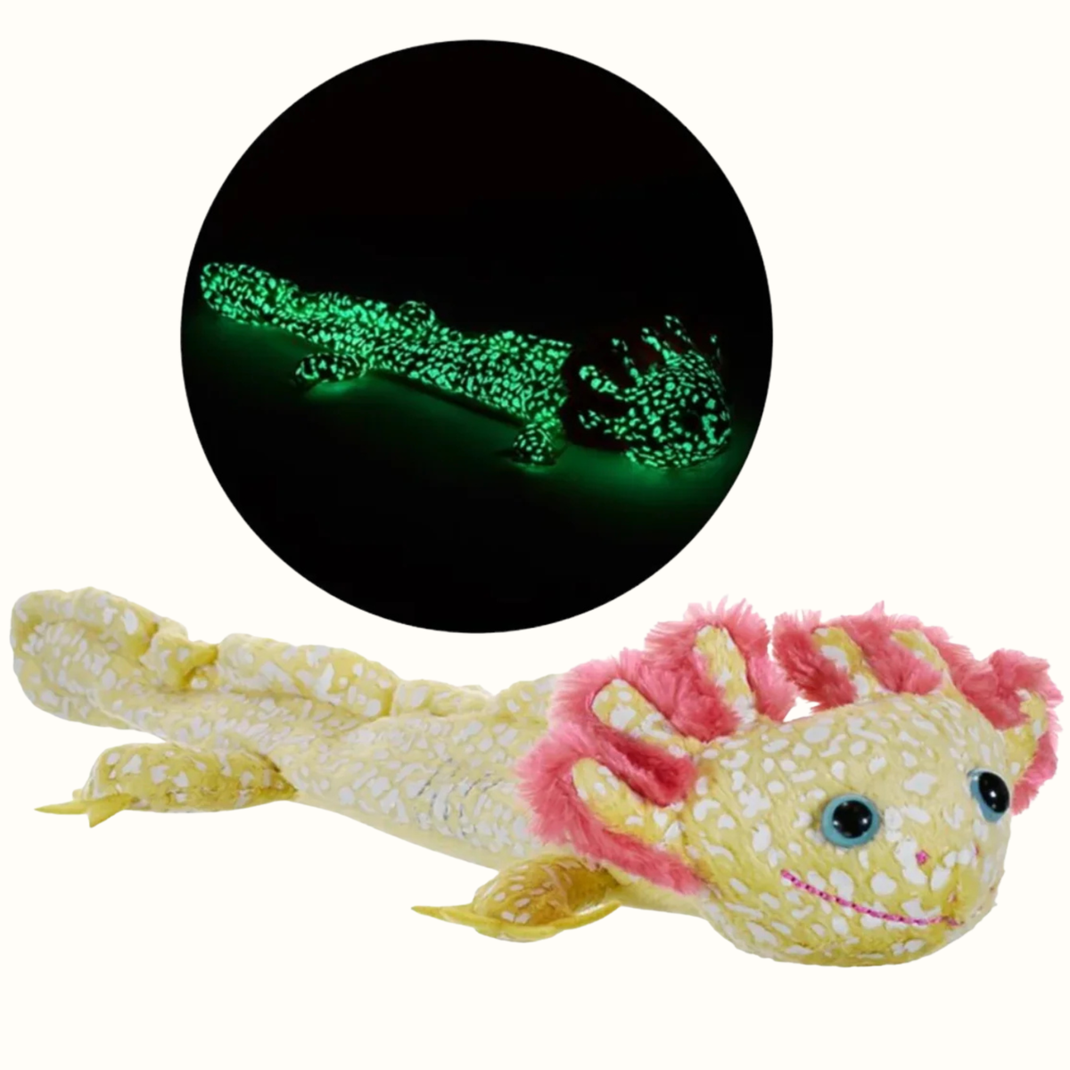 Glow in the Dark Axolotl Huggers Plush Toy Snap Band - Wild Republic