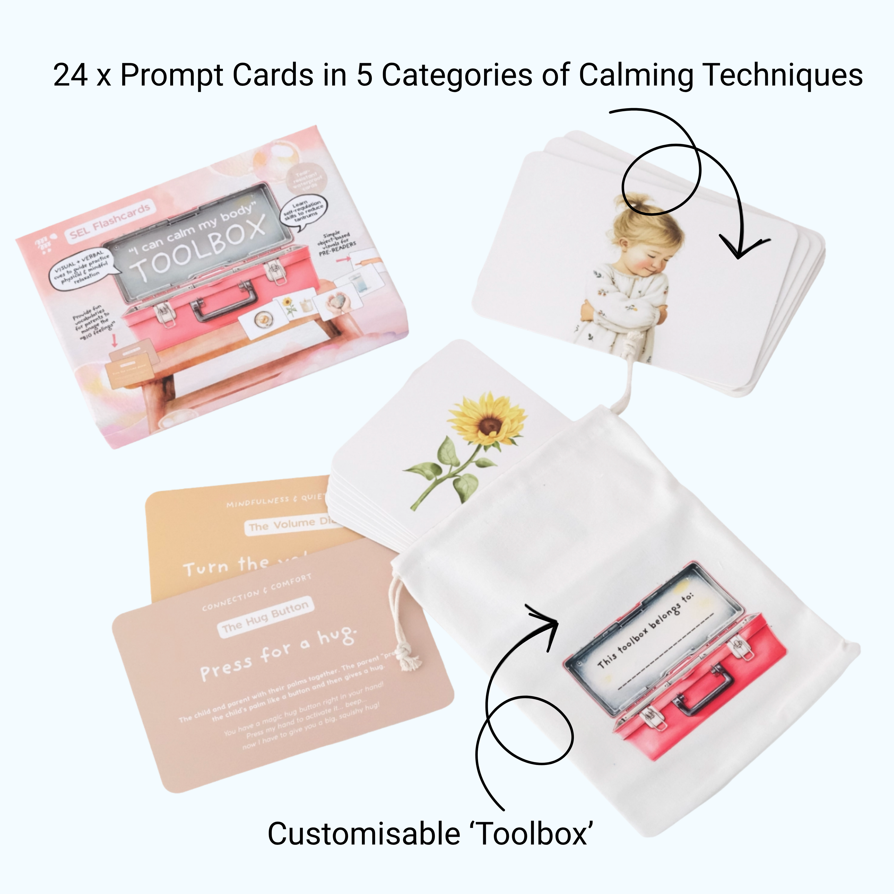 'I Can Calm My Body' Toolbox Prompt Flash Cards - Little Lamb Kind