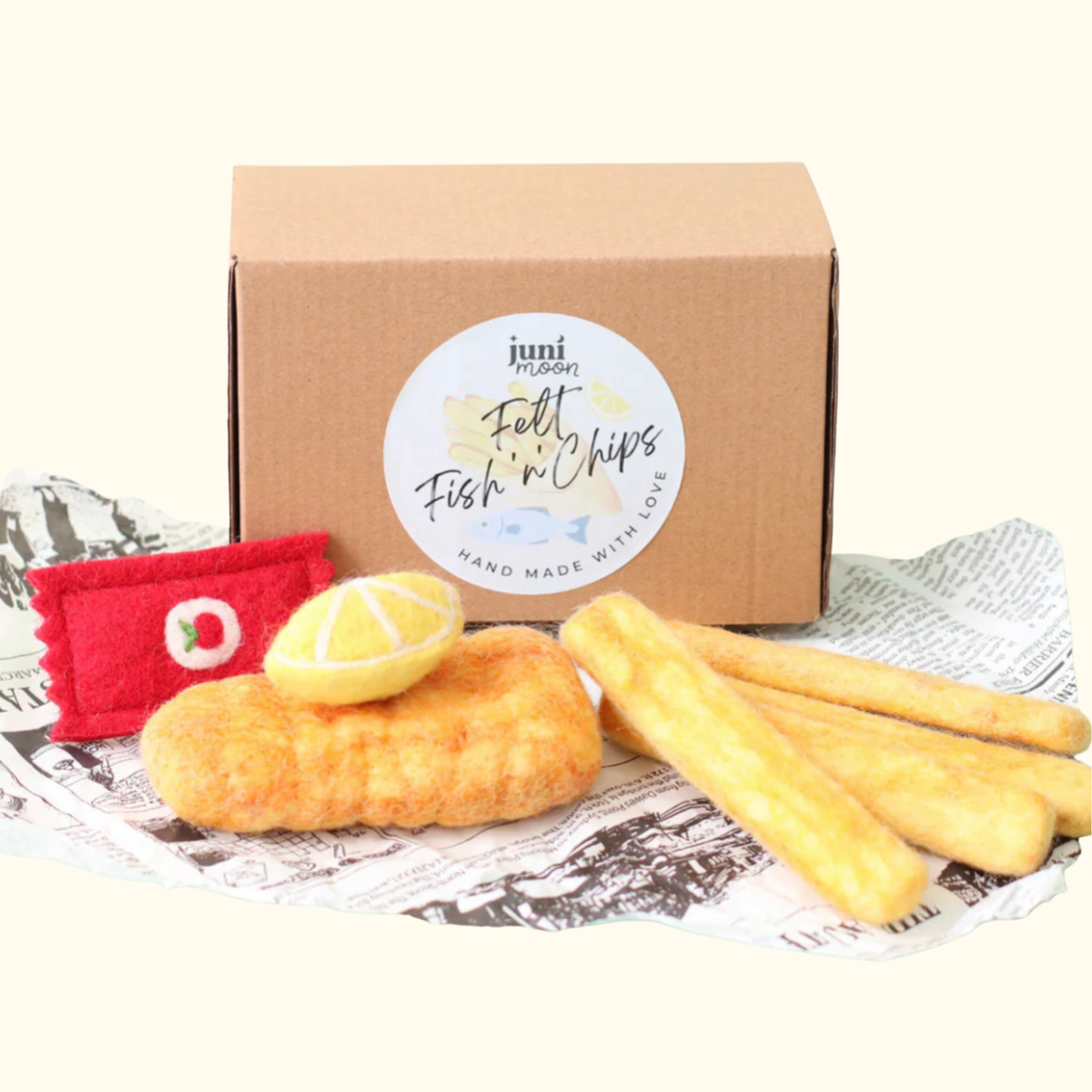 Boxed Fish & Chips Felt Food - Juni Moon