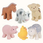 Farm (Set of 6) Rubber Rattle & Teether/Bath Toys - Tikiri