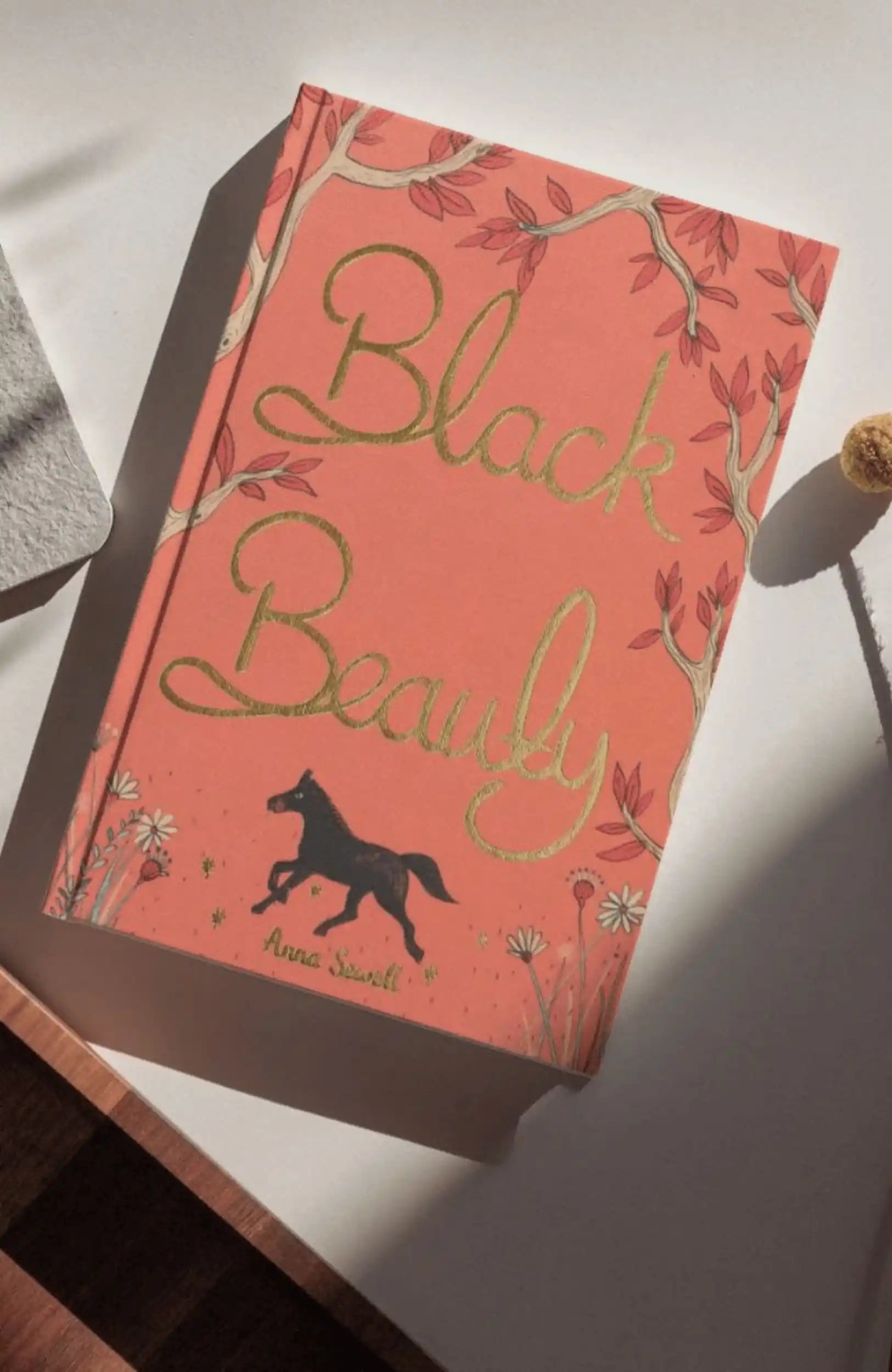 cover of Black Beauty collector’s edition hardback book with illustrated cover and gold foil lettering by Anna Sewell