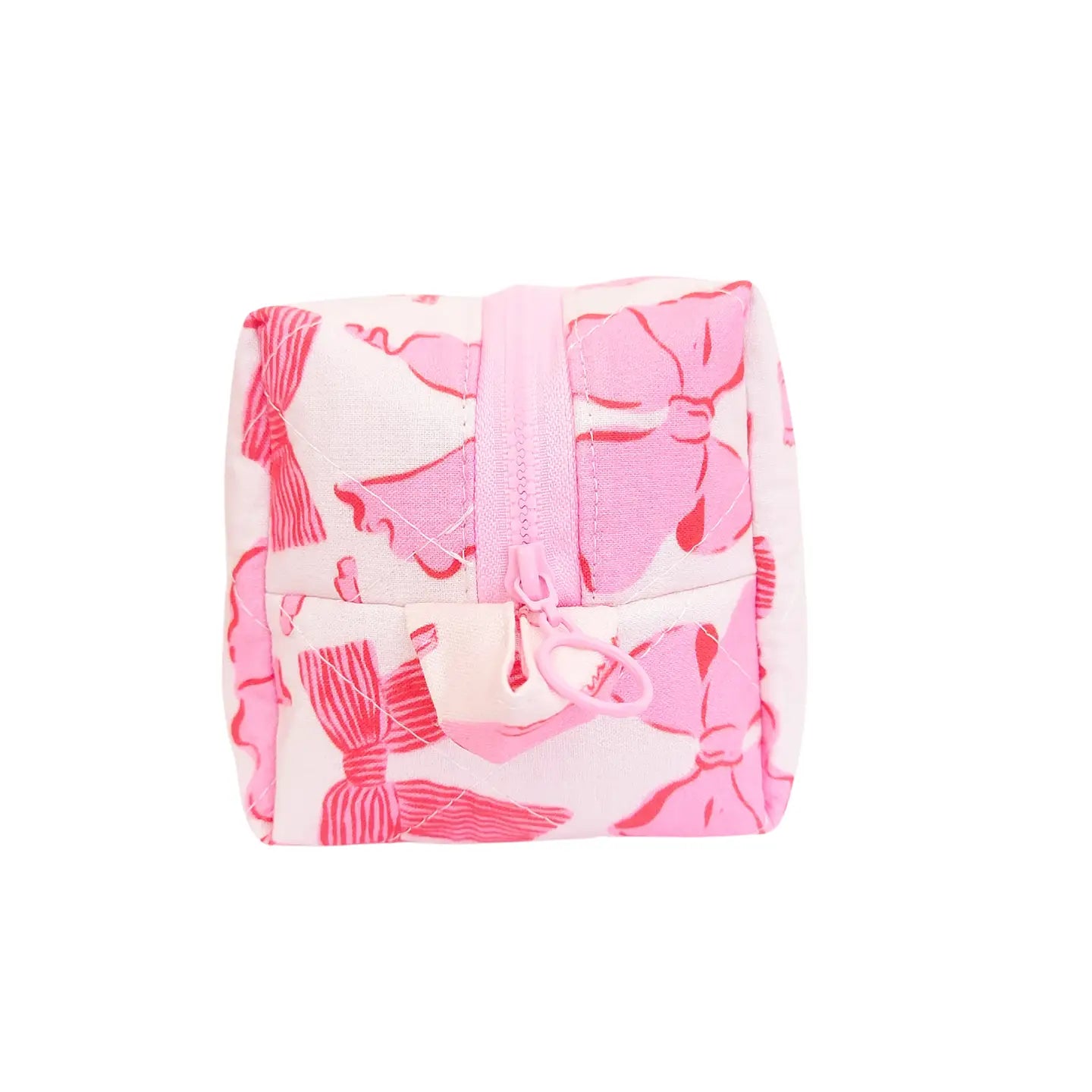 Quilted Makeup Bag | Red/Pink Bows