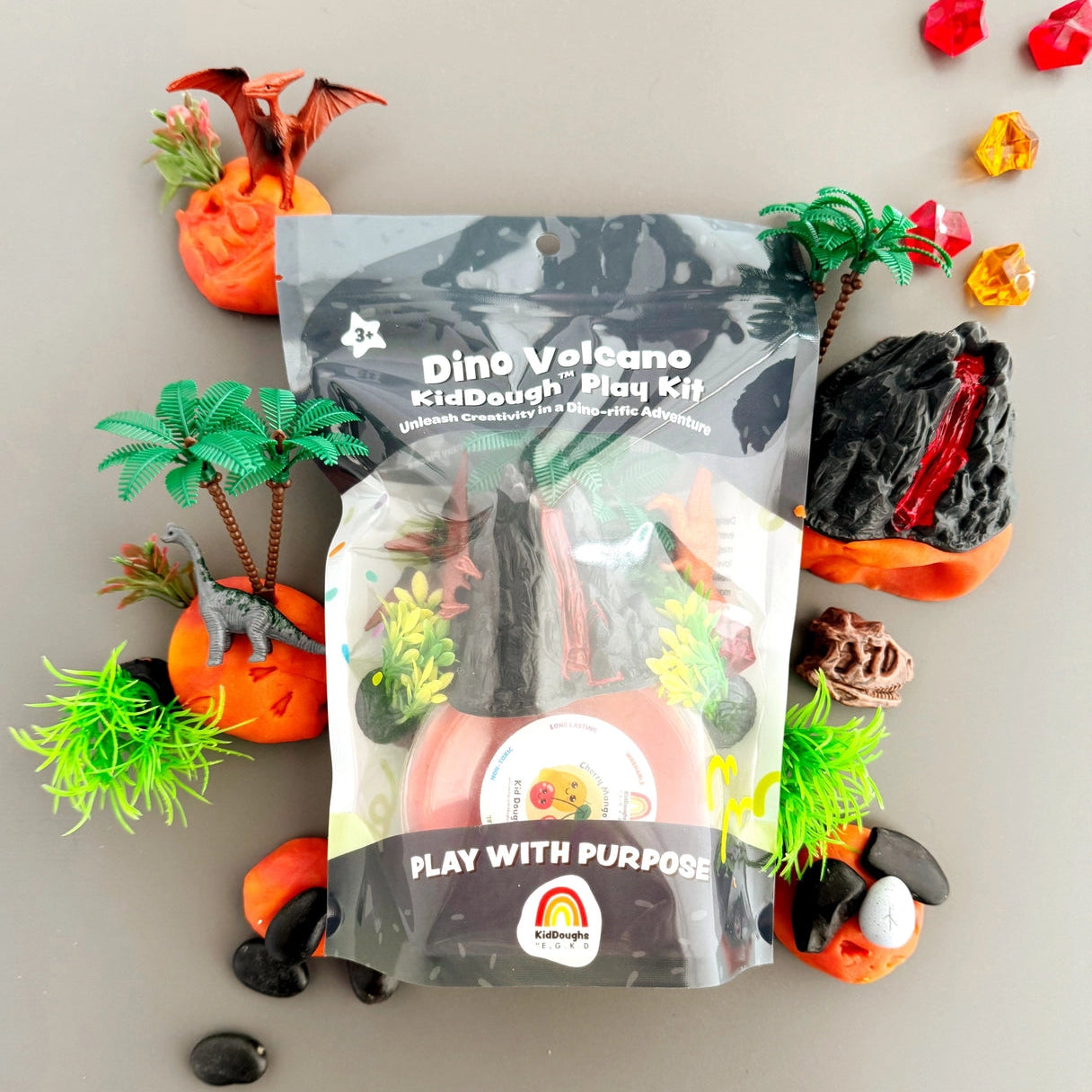 Dino Volcano Sensory Playdough Kit - Earth Grown KidDoughs