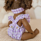 Lilac Gingham Dolls Romper & Bow Set - SALLI Collective