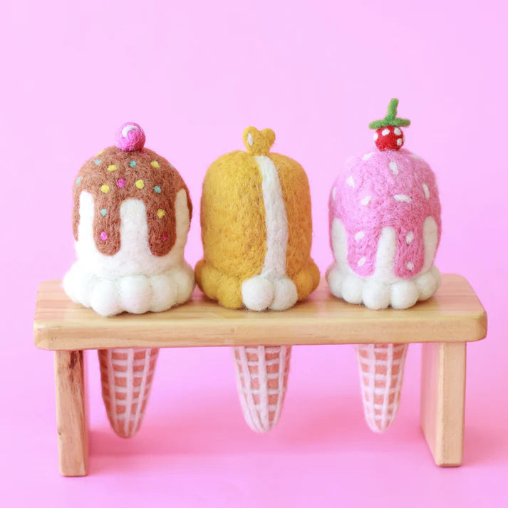 Chocolate Bomb Ice-Cream Cone Felt Food - Juni Moon