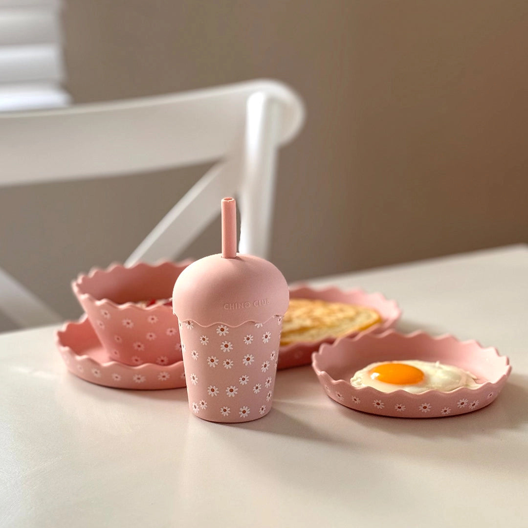 Bowl and Plate Set | Pink Daisy