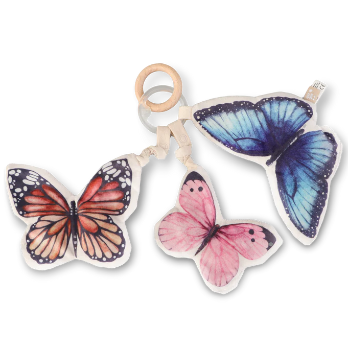 Little Lamb Kind butterfly sensory toy set with wooden ring