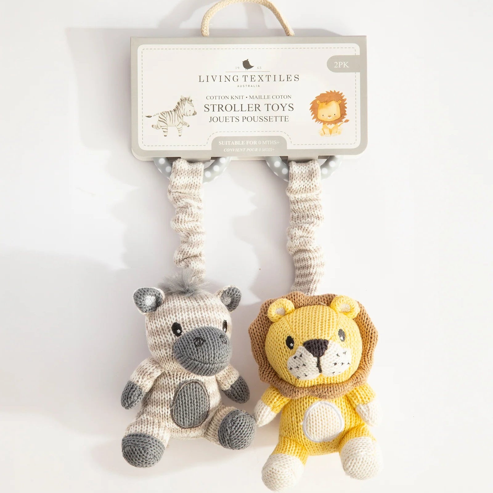 Living Textiles stroller toys with lion and zebra