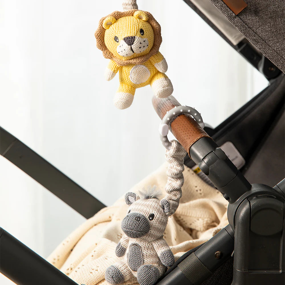 Hanging lion and zebra baby stroller toys
