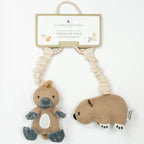 Hanging platypus and wombat baby stroller toys