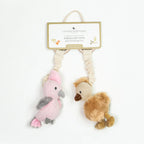Living Textiles galah and emu baby rattles