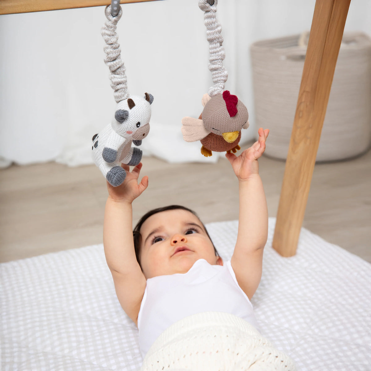 Cow & Chicken Play Gym/Stroller Toys - Living Textiles