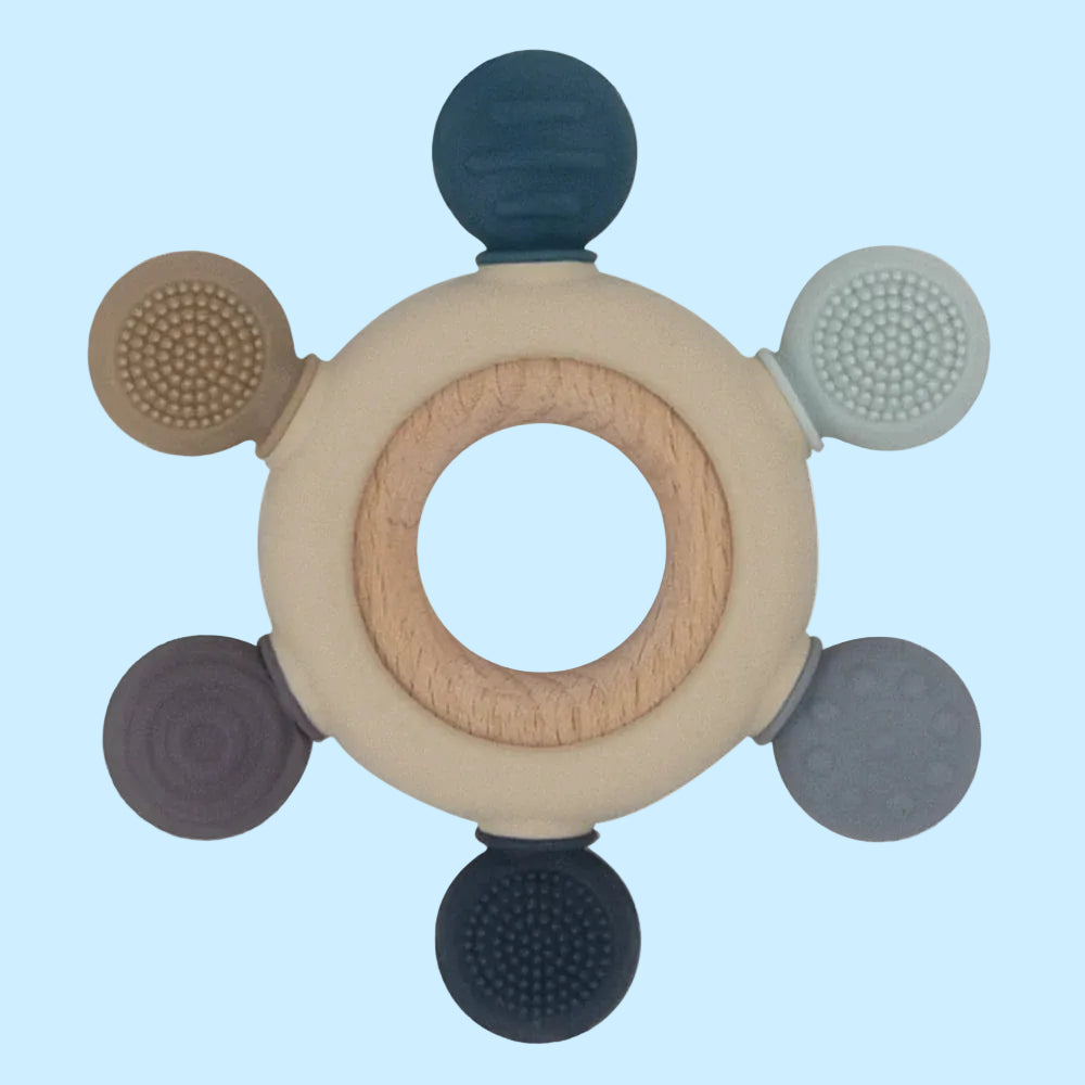 Blue Multi Surface Teething Wheel - Living Textiles