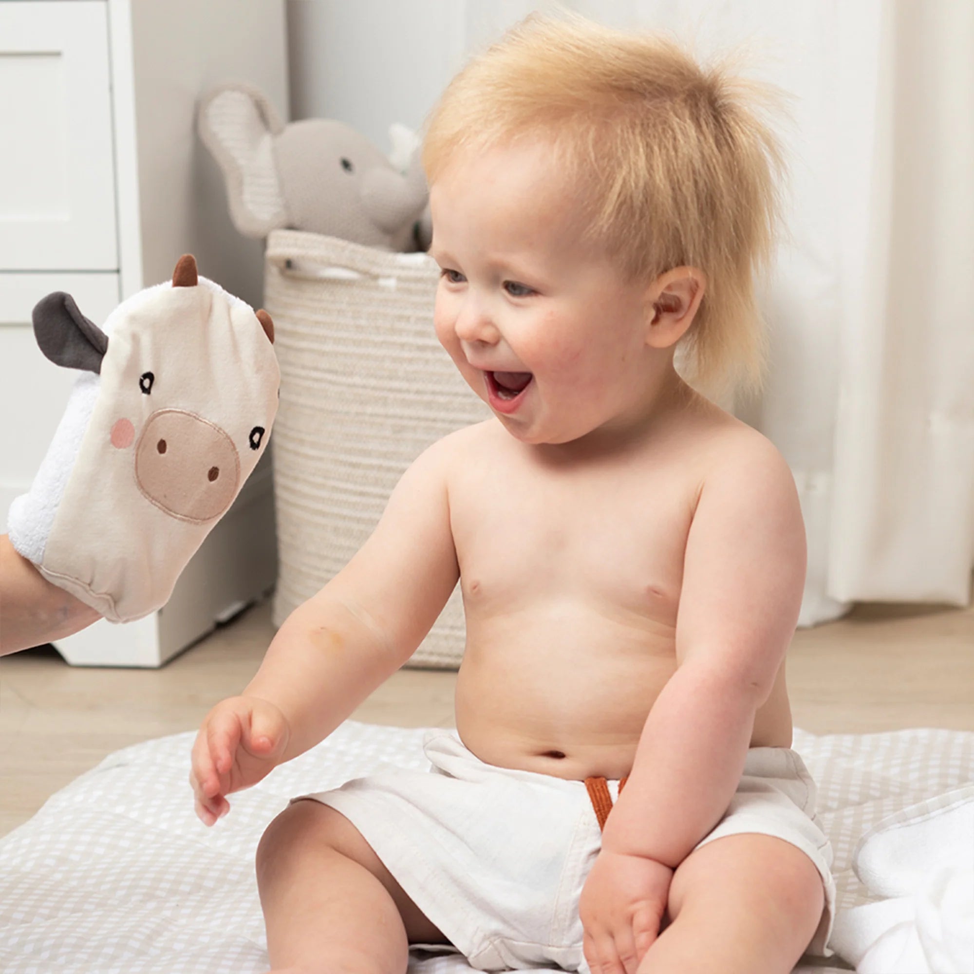 Tractor Ride/Cow Organic Bath Mitt - Living Textiles