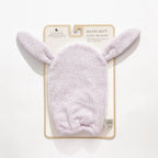 Bath mitt with bunny ears on a white background
