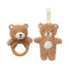Cuddly Bear Teething Ring Rattle & Dummy Chain Gift Set - Living Textiles