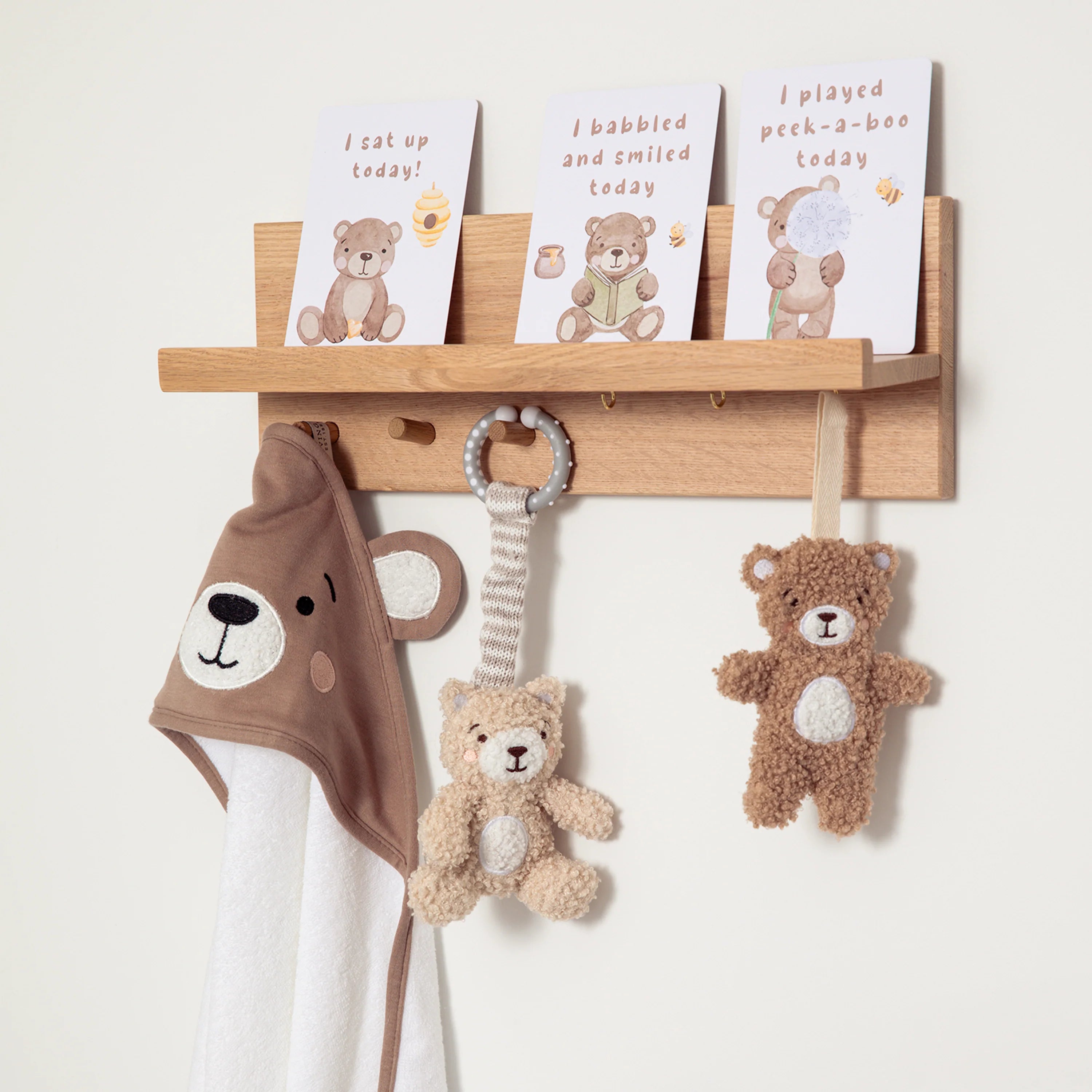 Cuddly Bear Teething Ring Rattle & Dummy Chain Gift Set - Living Textiles
