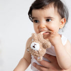 Cuddly Bear Teething Ring Rattle & Dummy Chain Gift Set - Living Textiles