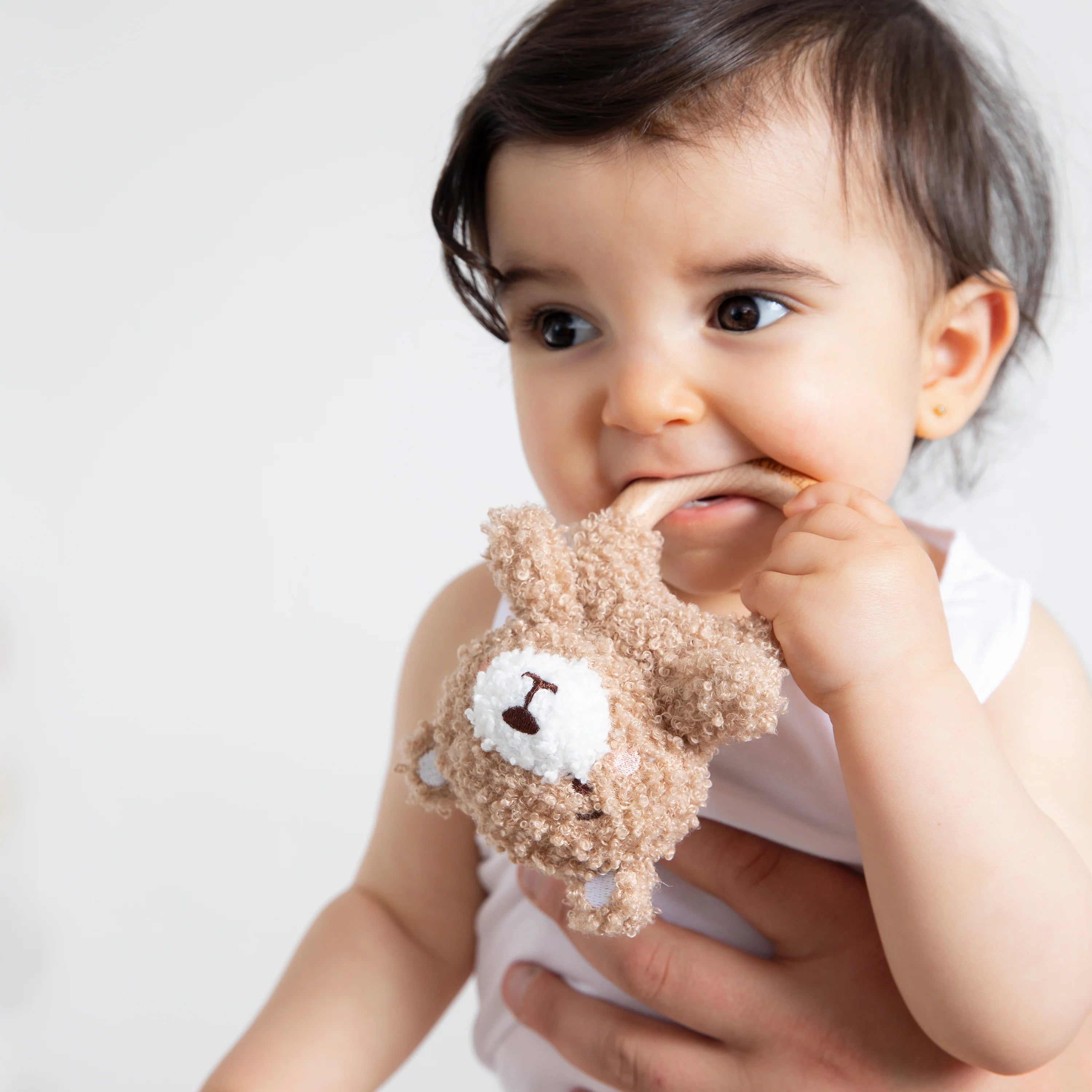 Cuddly Bear Teething Ring Rattle & Dummy Chain Gift Set - Living Textiles