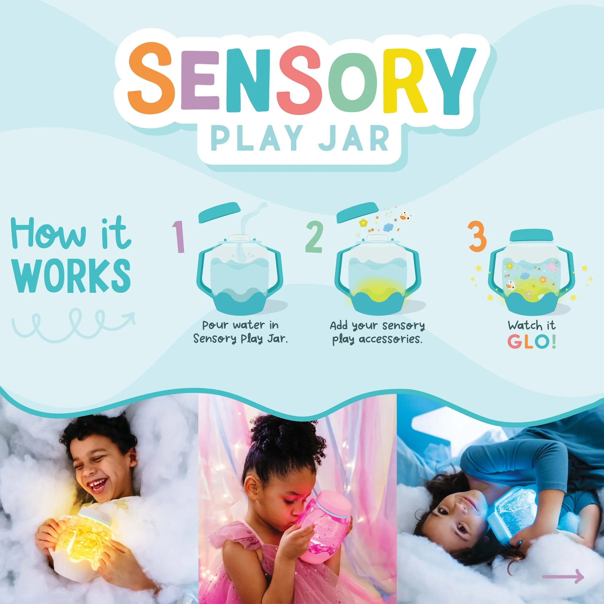 how to work the glo pals light up sensory play jars