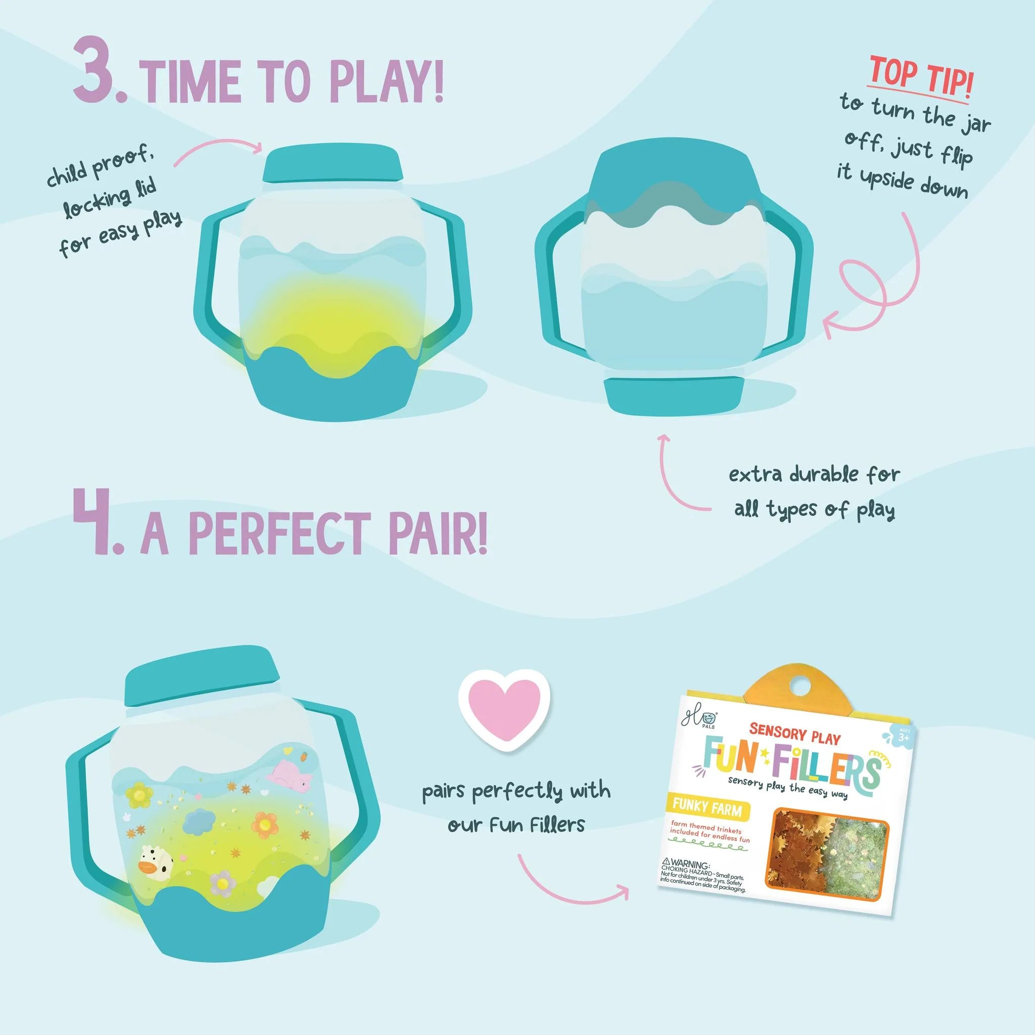 how to play with glo pal light up sensory jars