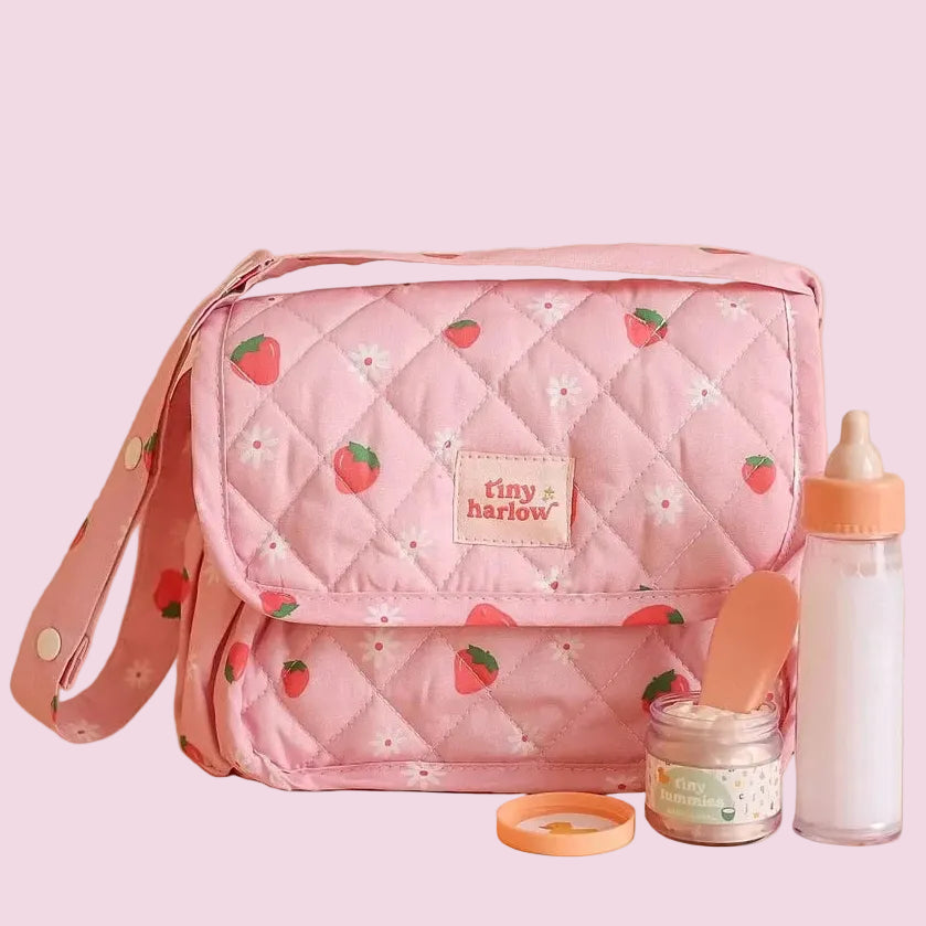 Strawberry Picnic Tiny Nurturer Doll Nappy Bag Set - Tiny Harlow