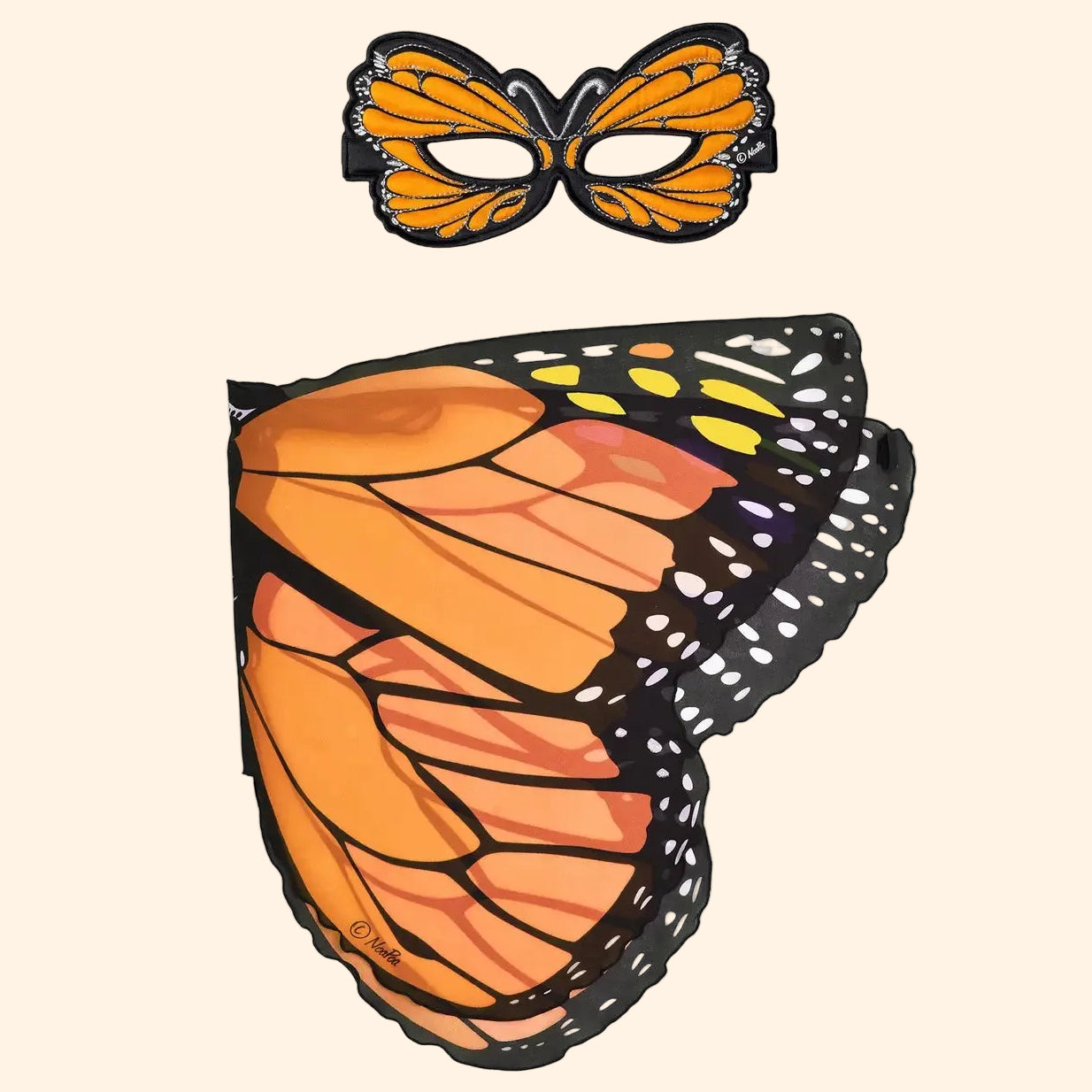 Orange Monarch Butterfly Wings & Mask Set - Dreamy Dress Ups