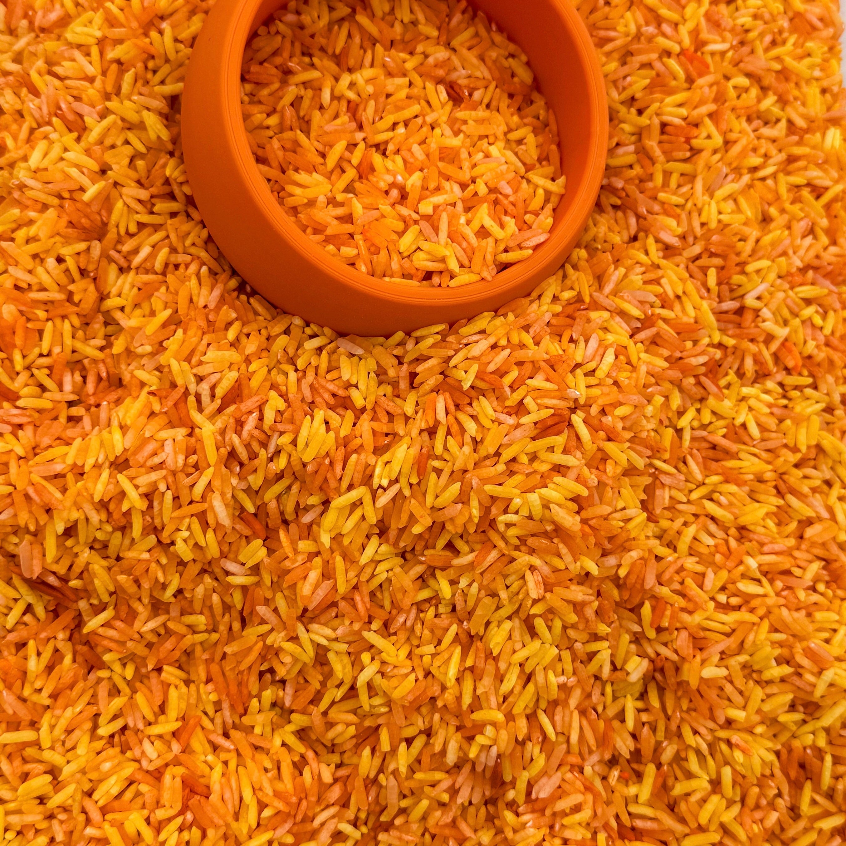 Pumpkin Patch Orange Rice Sensory Base - Honey Hollow