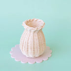 Mixed Felt Daisies & Rattan Vase - Juni Moon