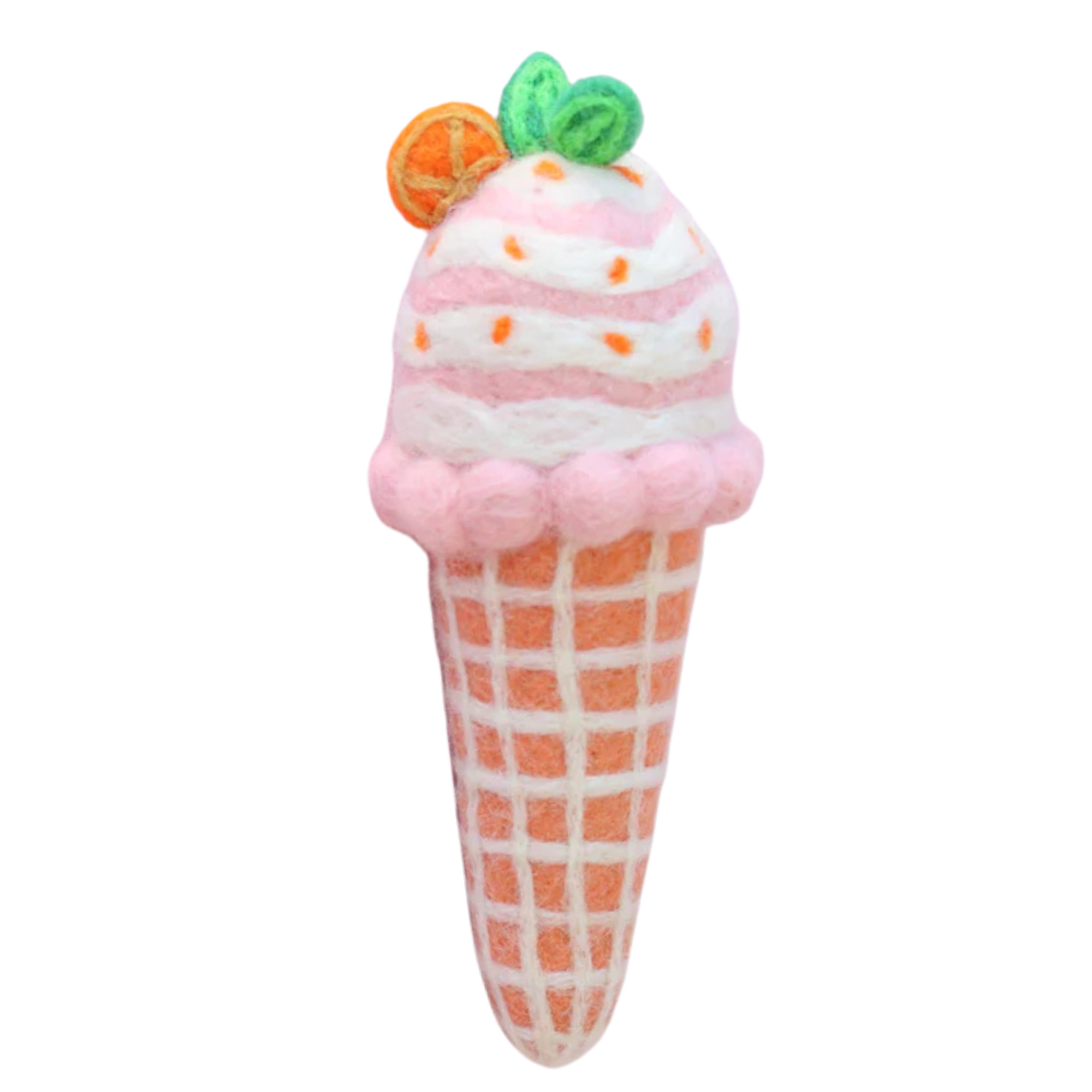 Strawberry Orange Sorbet Ice-Cream Cone Felt Food - Juni Moon