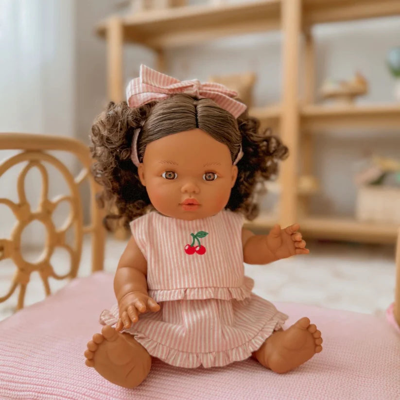 Cherry Pinstripe Dolls Outfit Set - SALLI Collective